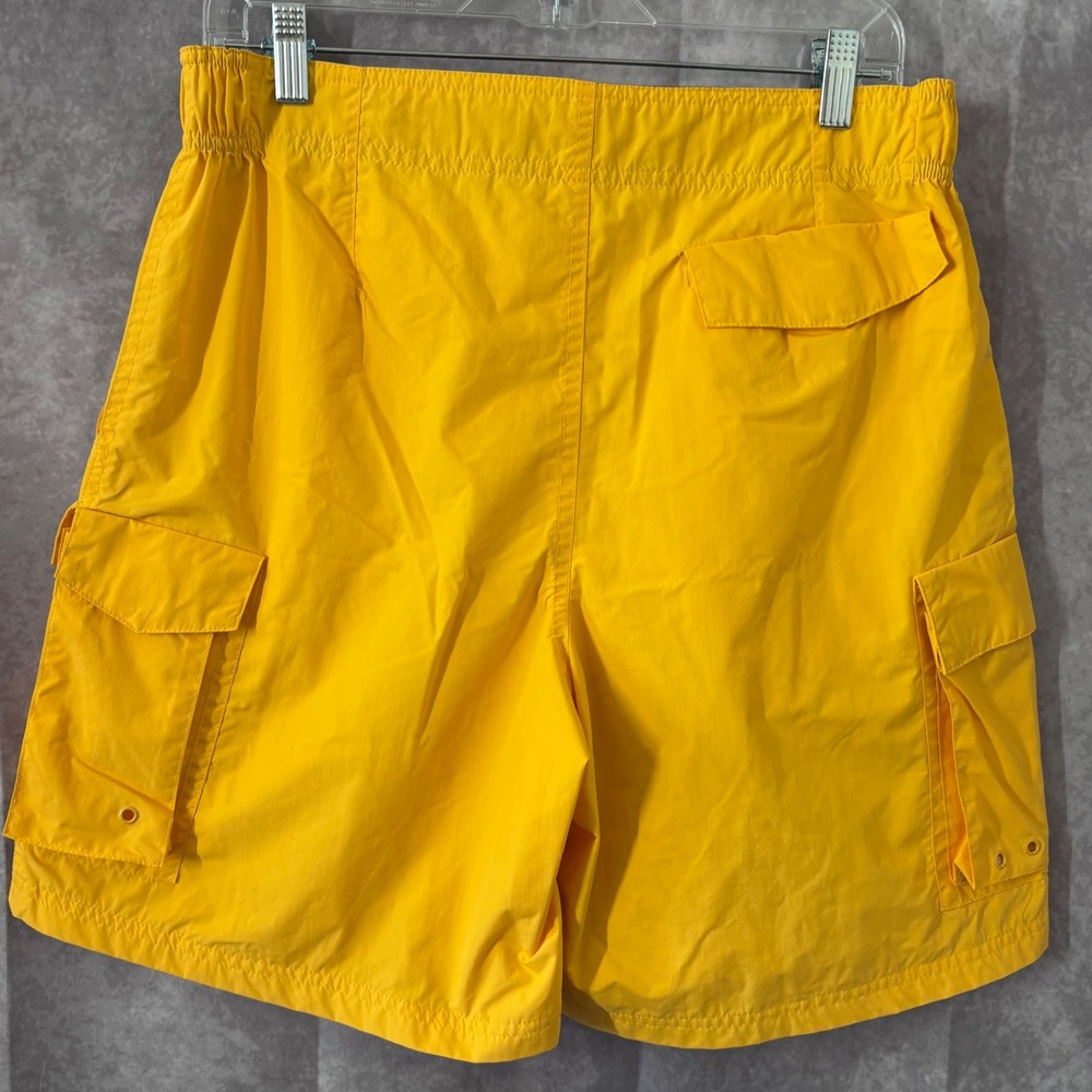Beacon Point USA Mens M Cargo Swim Trunks Yellow Mesh 6 Pocket Board Shorts - Picture 4 of 7
